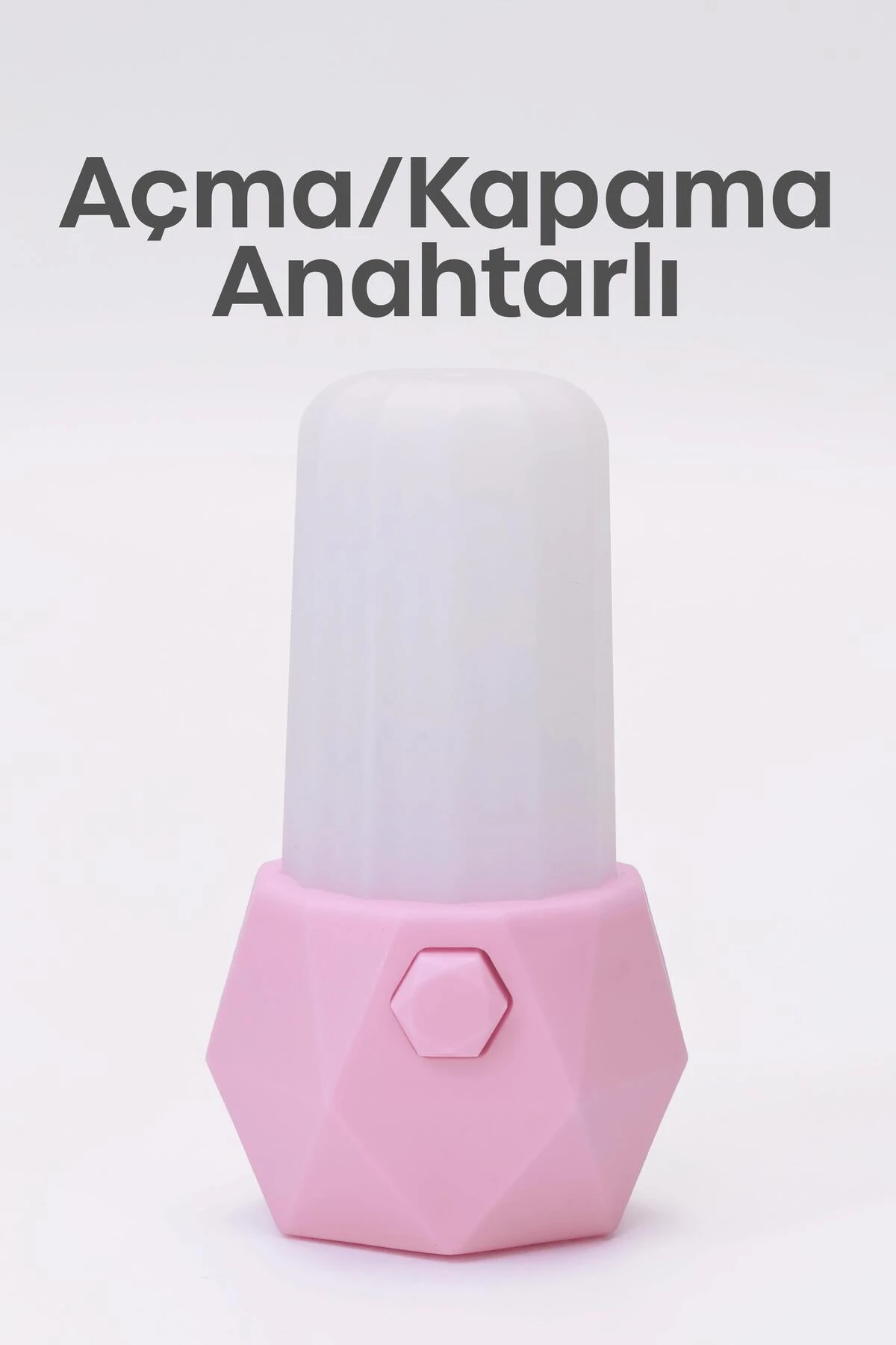 Gece Lambası Prizma Tip 2 MOD Sarı-Beyaz Işık Tuşlu Koridor Hol Işığı Uyuma Işığı Pembe GC07