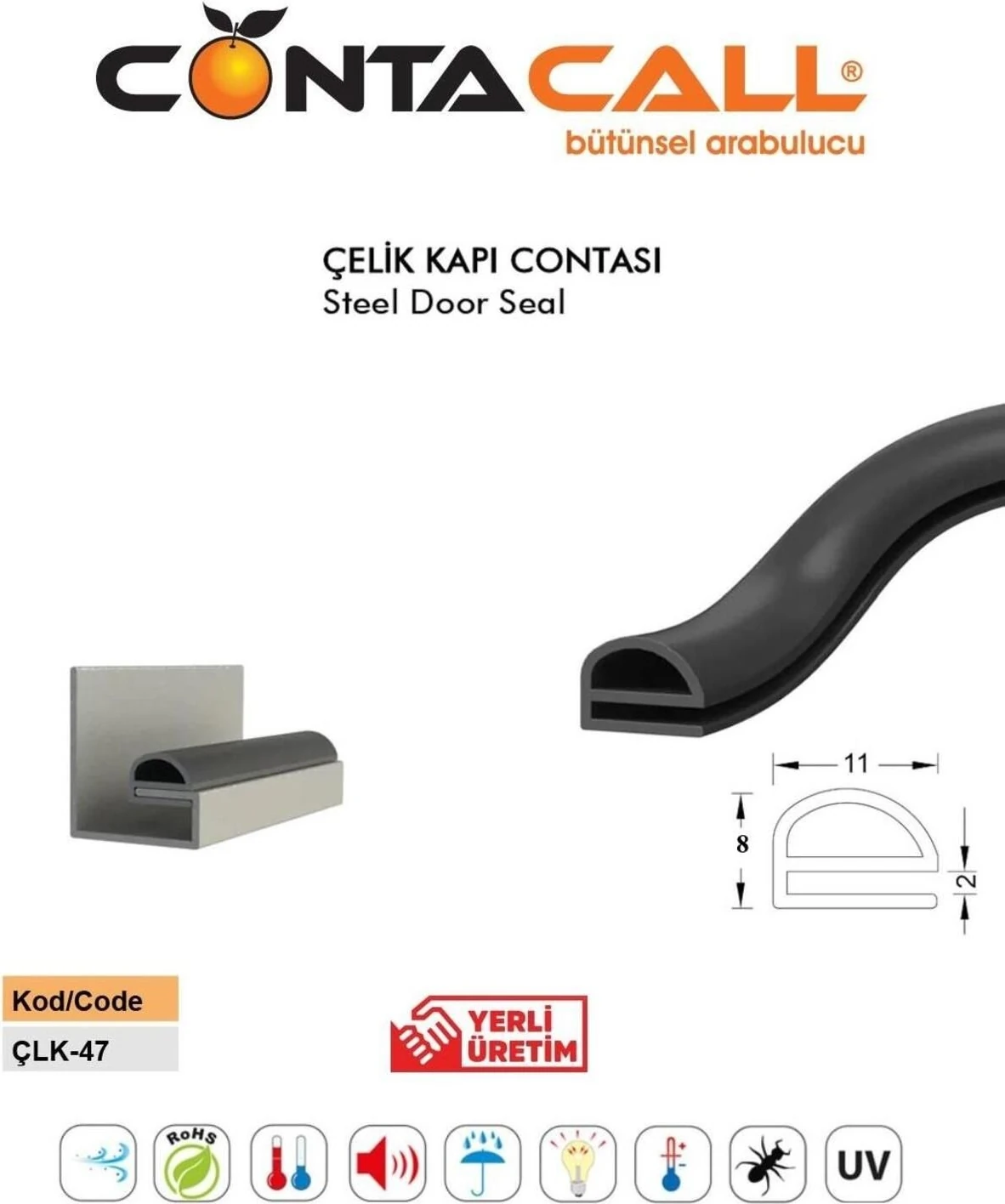 Kahverengi Çelik Kapı Fitili ve Contası, 6 Metre Uzunlukta, Dayanıklı ve Estetik Tasarım