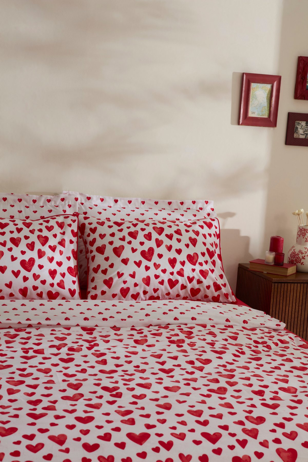 Amour Bliss %100 Pamuk Çift Kişilik Nevresim Takımı Kırmızı