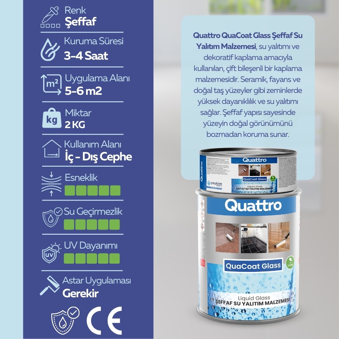 3103 Quacoat Glass Şeffaf Su Yalıtım Malzemesi