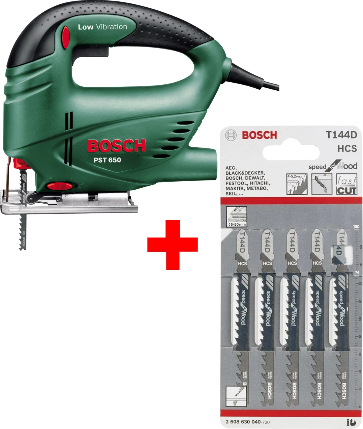 Pst 650 Compact 500 Watt Dekupaj Testere +  T144D Ahşap Kesim Dekupaj Testere Bıçağı 5' Li Paket Dekopaj Speed For Wood Hızlı Kesim