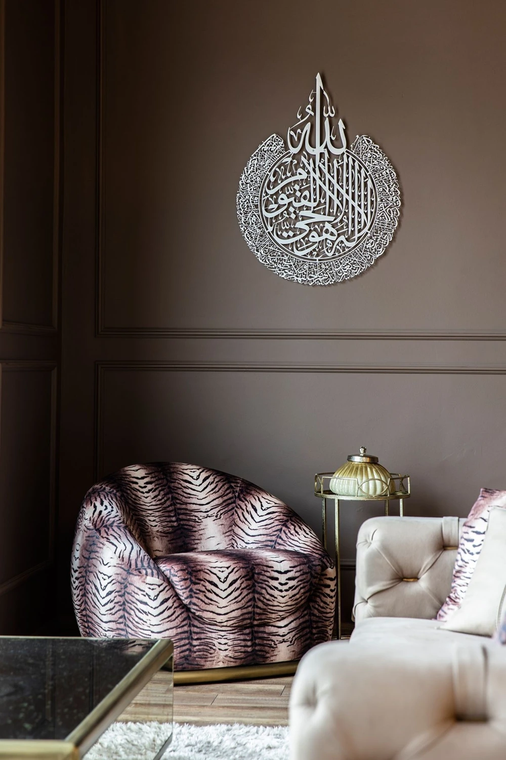 Ayetel Kürsi Metal Islami Duvar Tablosu - Gümüş Renk - Dini Tablolar - Ev Dekorasyon - WAM071