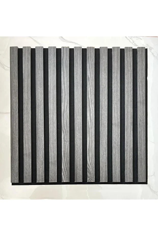 50x50cm 1 Adet Gri Renk Akustik Panel 3mm Keçe Ve 8mm Mdflam Salon Ofis Duvar Çıtası Paneli Soma