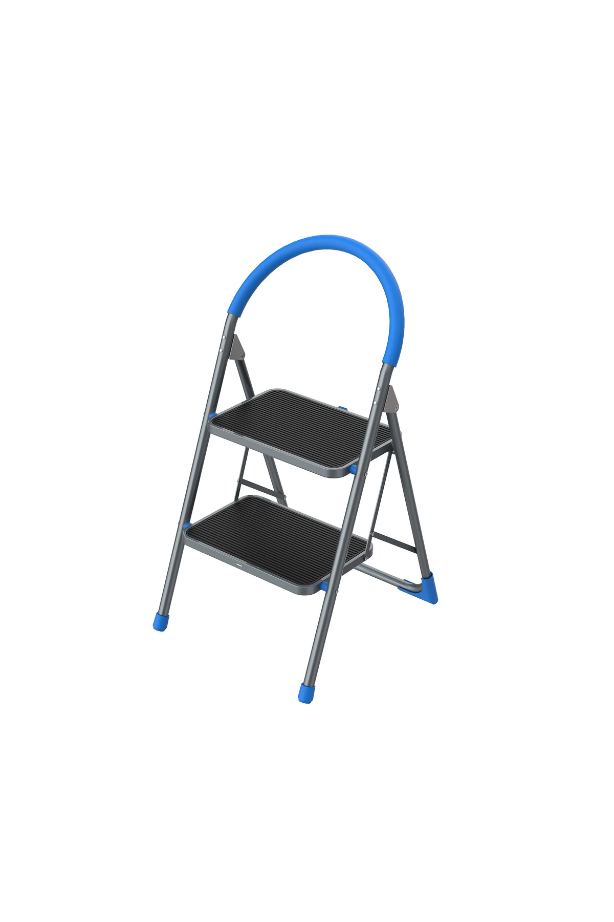 2 BASAMAKLI ÇELİK KATLANIR YER KAPLAMAZ MERDİVEN TABURE 150 KG TAŞIMA KAPASİTELİ