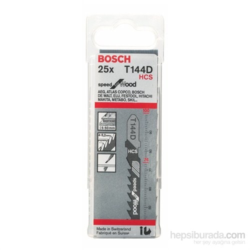 BOSCH - Hızlı Kesim Serisi Ahşap İçin T 144 D Dekupaj Testeresi Bıçağı - 25'Li Paket