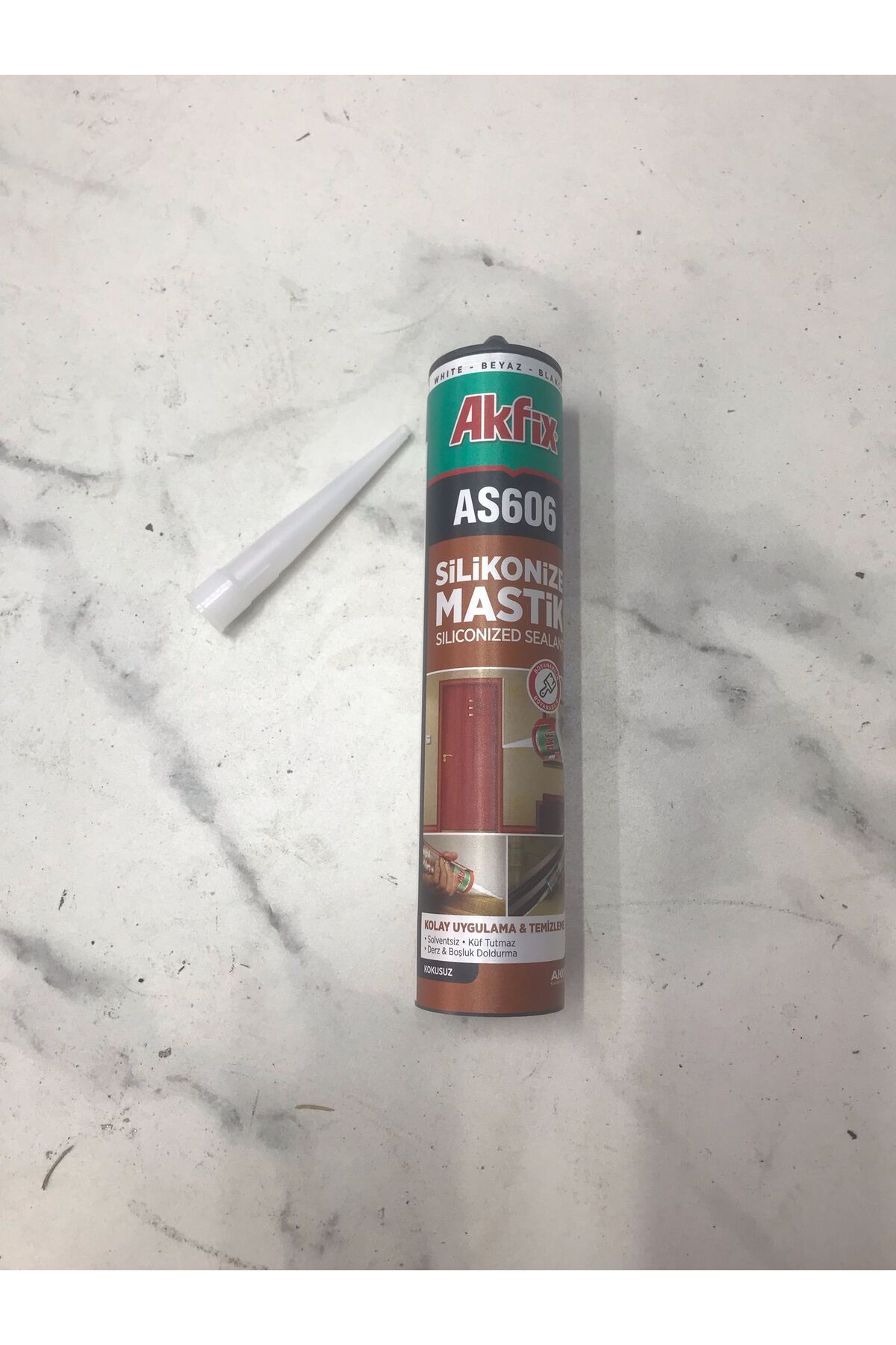 AKFİX AS606 BEYAZ SİLİKONİZE AKRİLİK MASTİK 500GR