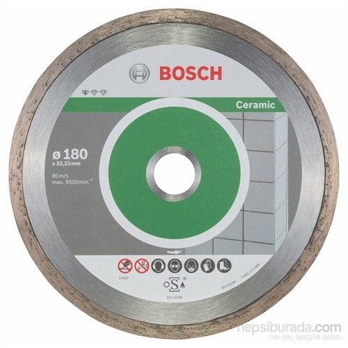 BOSCH - Standard Seri Seramik İçin Elmas Kesme Diski - 9+1 Set - 180 X 22,23 X 1,6 X 7 Mm