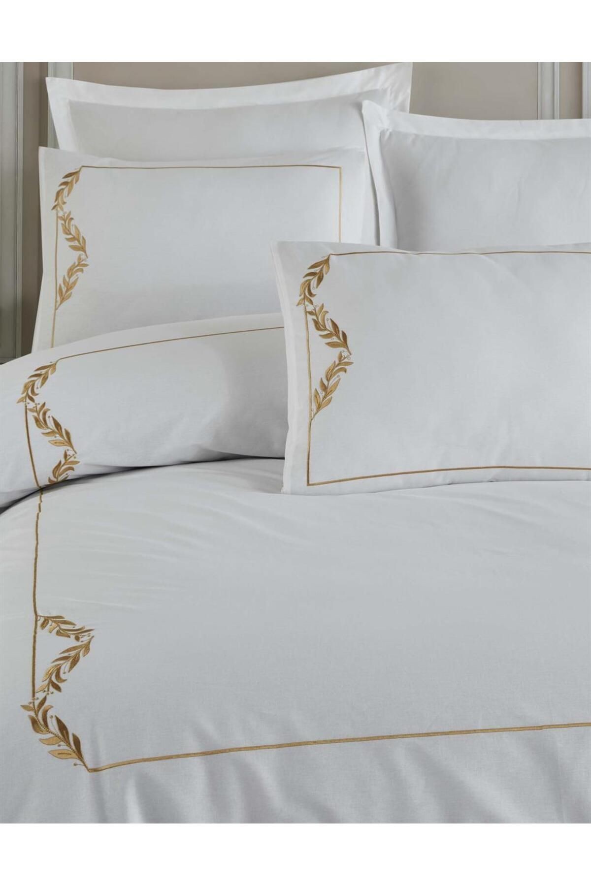 Çeyizlik %100 Cotton Urban&Chic MISHA GOLD Çift Kişilik Nevresim Takımı 6 Parça "KUTULU"