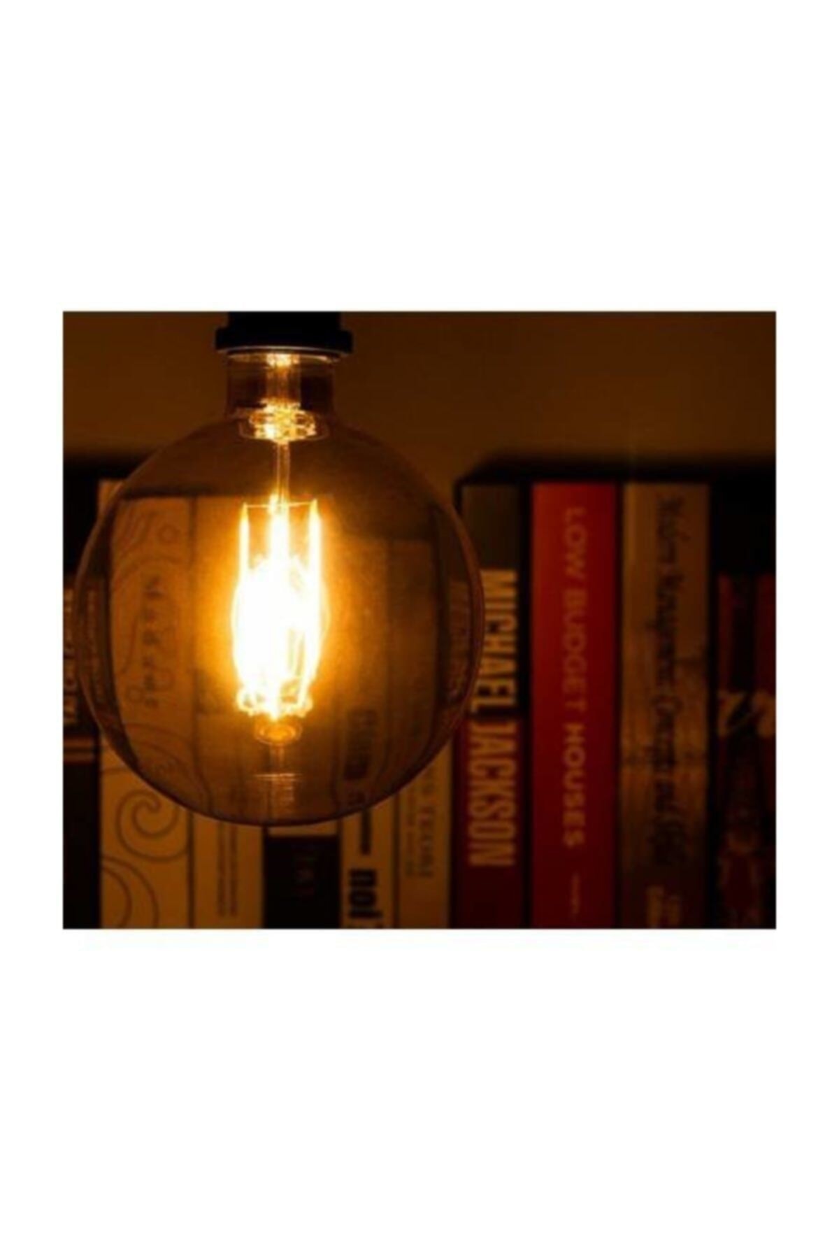 G95 Flamanlı Rustik Led Ampul 5'li Dekoratif Vintage Aydınlatma Amber Rengi