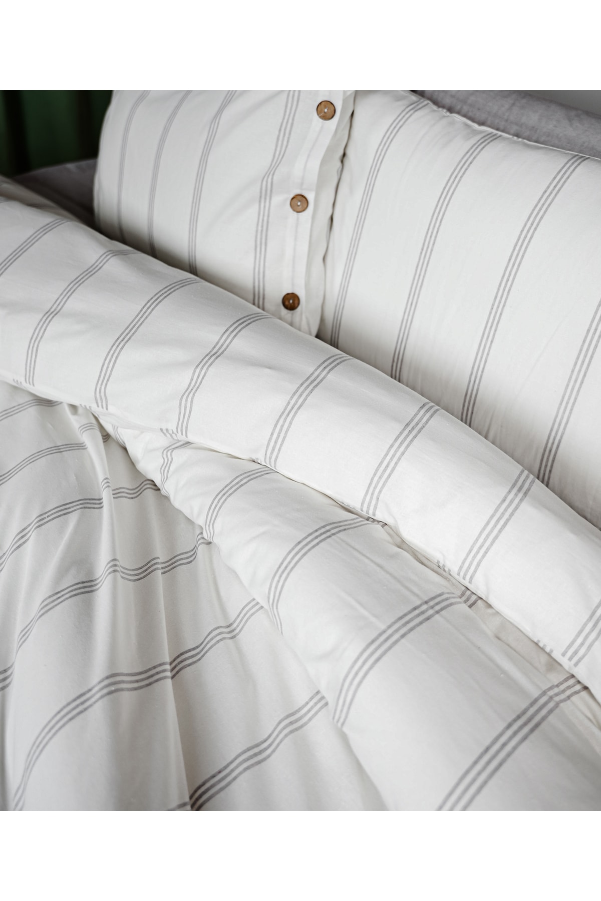 Cotton Collection Tek Kişilik Çizgili Nevresim Seti Seroya