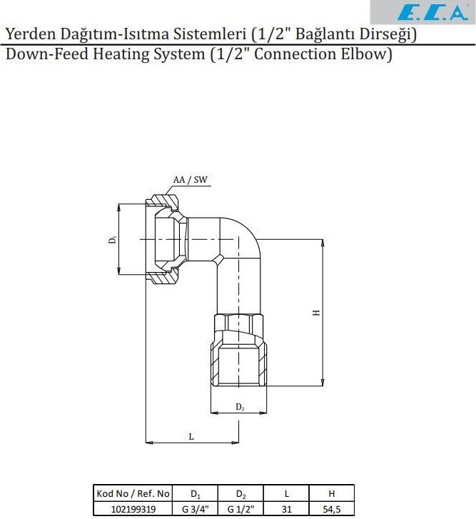 Eca 1/2" Bağlantı Dirseği 102199319