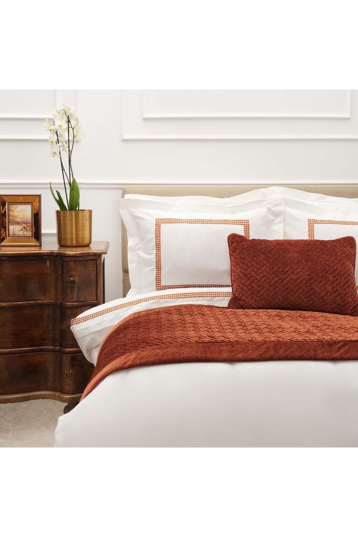White Col Azure Hardal Çift Kişilik Percale Nevresim Takımı