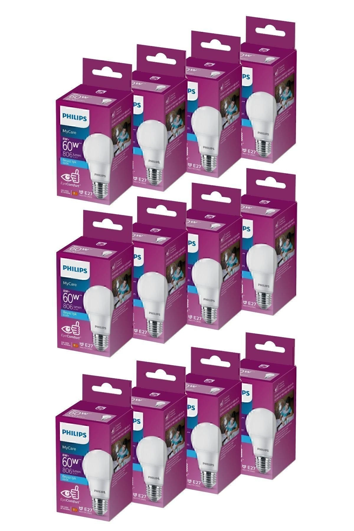 Mycare Led Lamba 8w-60w 6500k Beyaz Işık x12 Adet