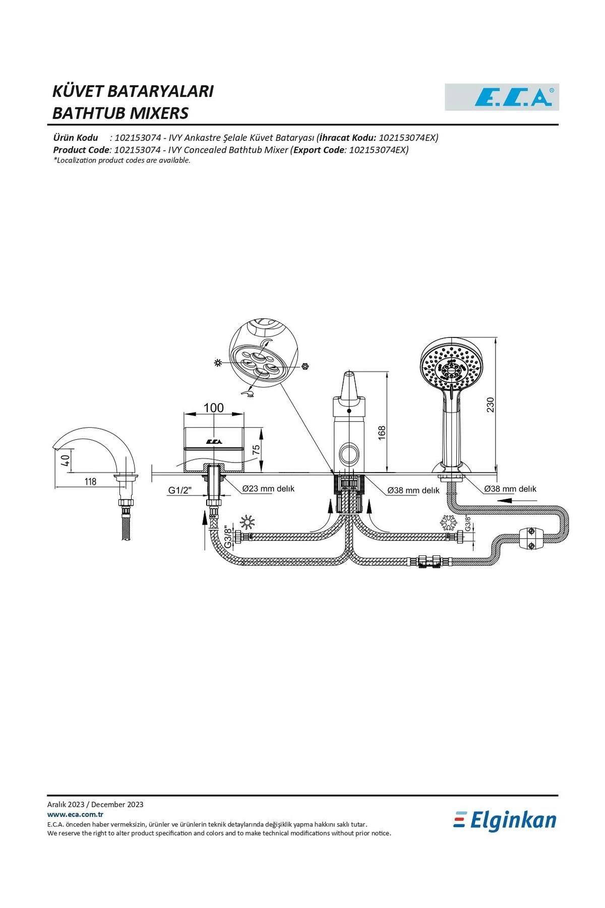 Ivy Ankastre Şelale Küvet Bataryası 102153074