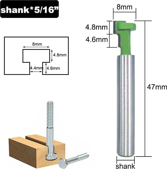 6mm Shank 1 Adet 8mm 1 Adet 1/4 "şap 6.35MM T-Yuvası Kesici Yönlendirici Bit Seti Altıgen Cıvata Anahtar Delik Uçları T Planya Freze Kesici Ahşap Ağaç Işleme Için MC01190 (Yurt Dışından)