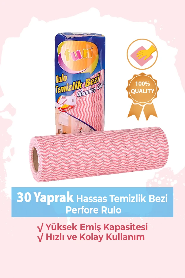 Hassas Temizlik Bezi Perfore 30 Yapraklı Rulo - Kırmızı Renk - 1 Paket
