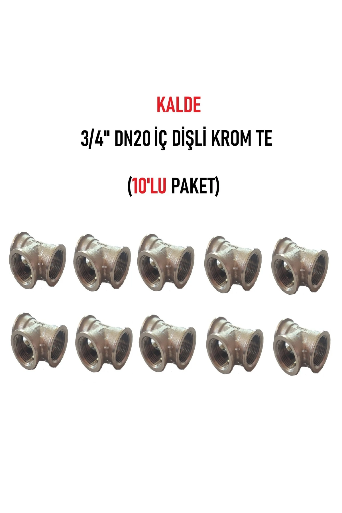 (10'lu PAket) 3/4" Dn20 İç Dişli Sarı/Krom TE (Dişi) - Chrome Tee
