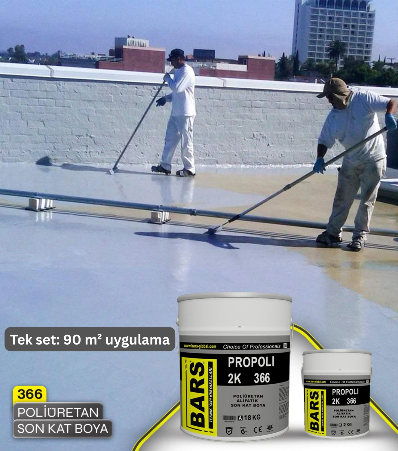 Propolı 2k 366 Poliüretan Su Yalıtım Boyası, Beton, Çatı, Teras, Metale Uygun - RAL: 9005 - SİYAH