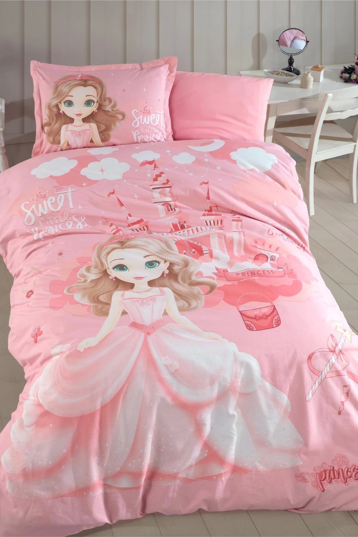 Tek Kişilik Ranforce Nevresim Takımı Sweet Princess V1 Pudra