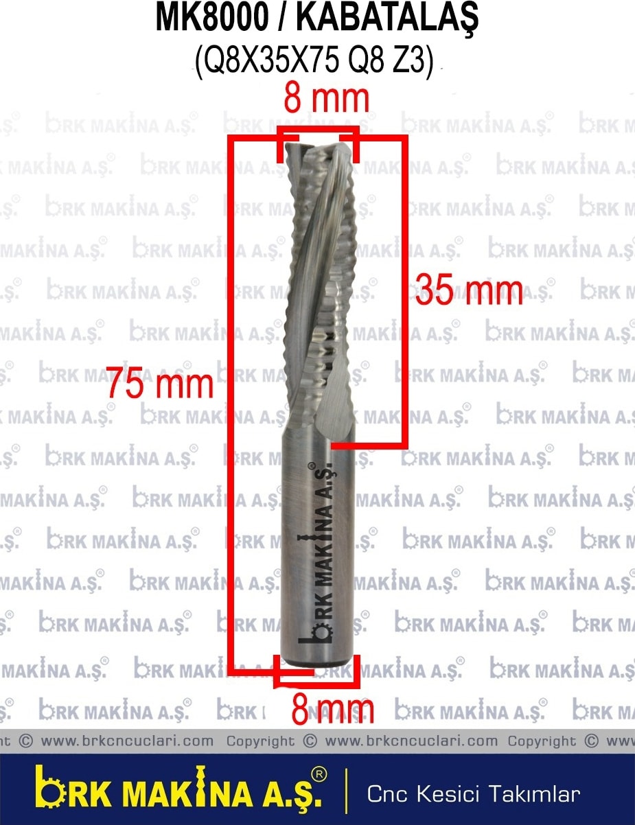 8 mm Ağaç Kabatalaş Cnc Karbür Freze