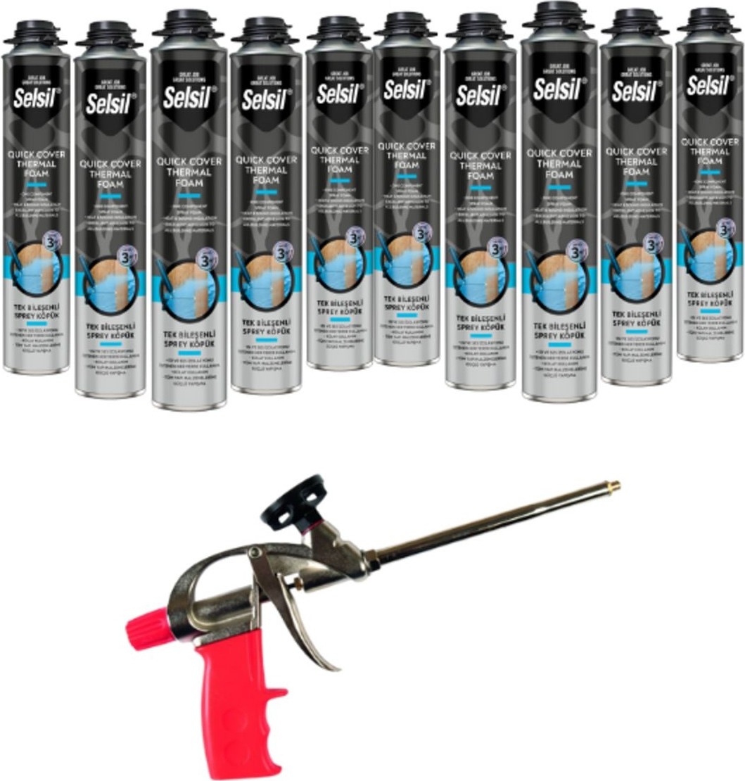 Thermal Foam Isı ve Ses Yalıtım Köpüğü 850 Ml. (10 Adet),demir Köpük Tabancası