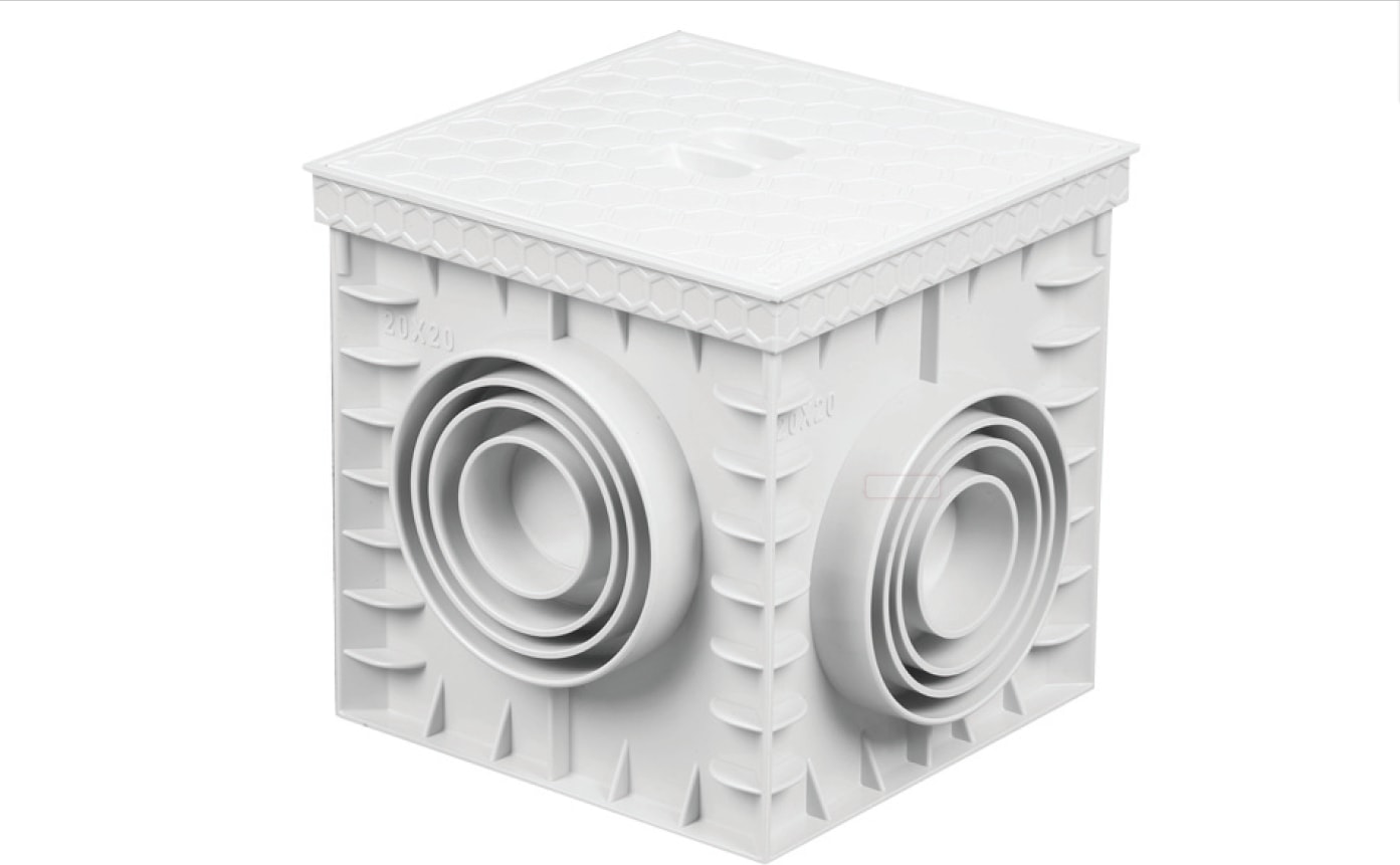 20X20 Plastik Rögar Kutusu + Düz Kapak