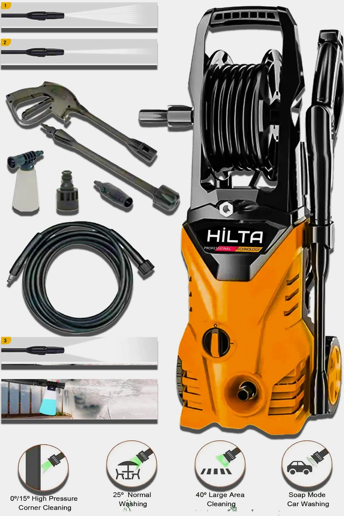 Alman Bakır Sargılı 200 Bar Max Otomatik Soğutmalı Basınçlı Bahçe Oto Araç Havuz Yıkama Makinesi