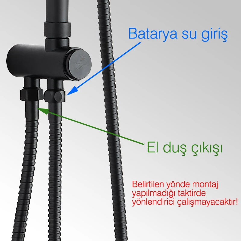 Teleskopik Kolonlu Tepe Duş Seti Robot Duş Yağmurlama Pirinç El Başlıklı Siyah KDS106-2B