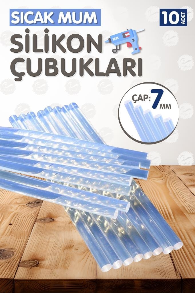 10 Adet Sıcak Mum Silikon 7 mm Ince Silikon Tabanca Mumu Çubukları -T982
