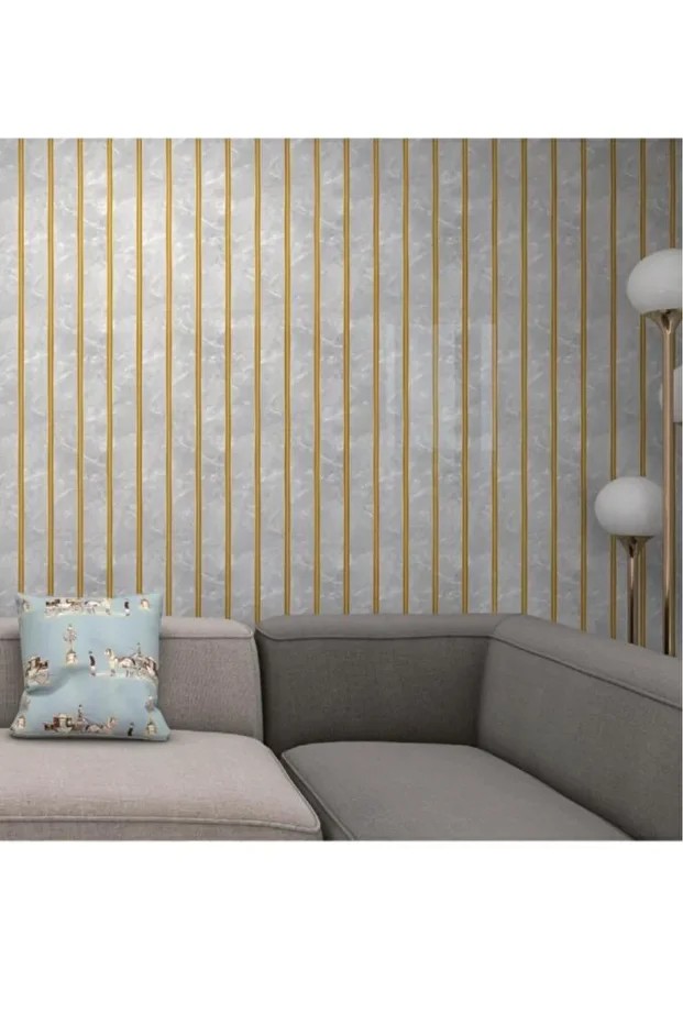 120cmx300cm Tek Parça Yapışkanlı Rulo Gold Mermer Desenli Gri Duvar Paneli Kağıdı Silivri QM0138