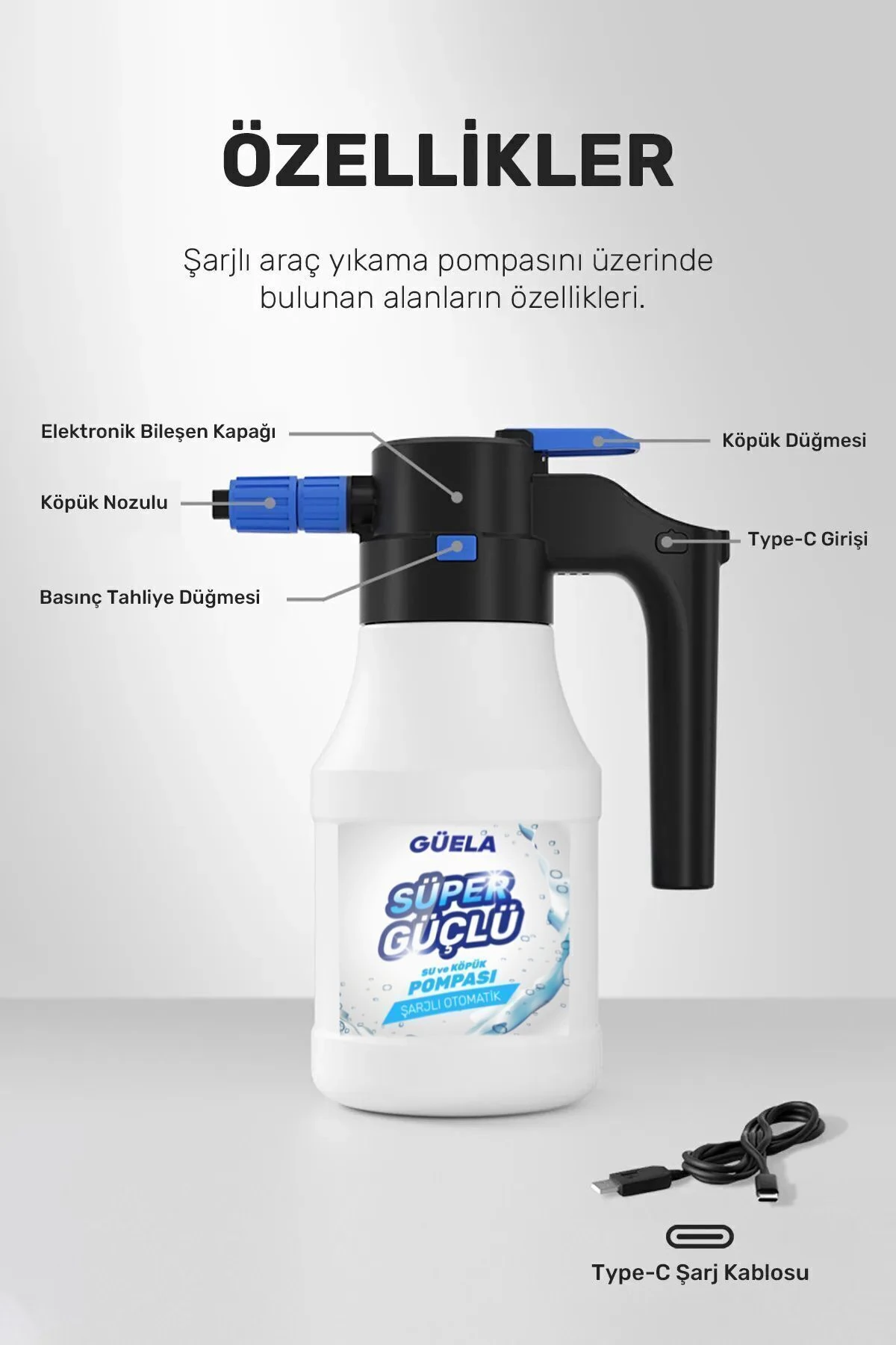Yeni Model Şarjlı Otomatik Yüksek Basınçlı Oto Araba Yıkama Ve Temizleme Köpük Püskürtücü El Pompası