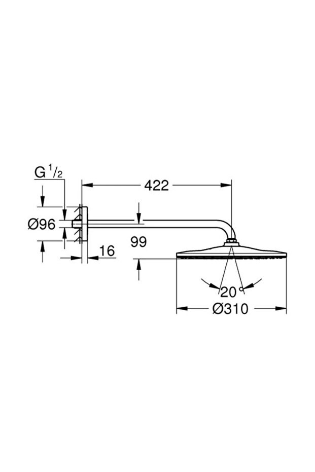 Rainshower Mono 310 Tek Akışlı Tepe Duşu Seti 422 Mm - 26557000