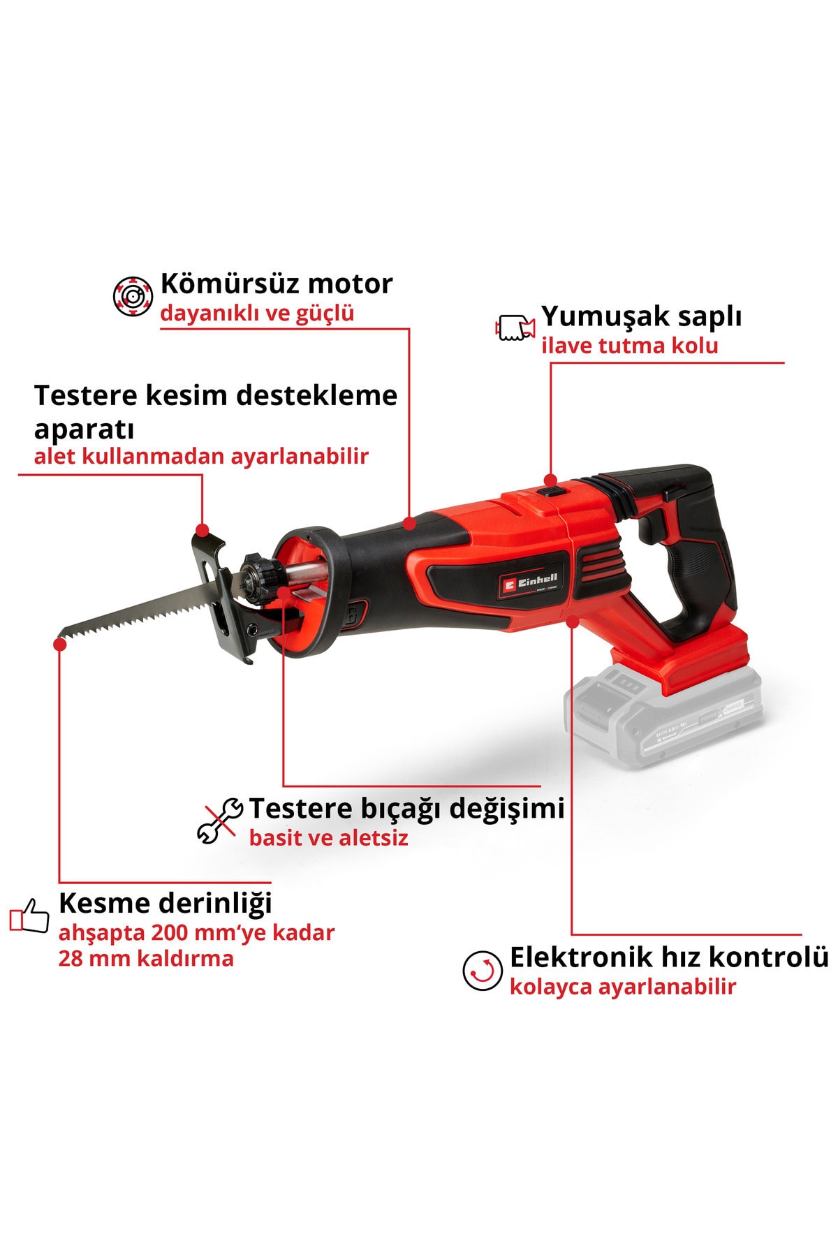 EİNHELL Te-ap 18/28 Li Bl - Solo, Akülü Kılıç Testere (AKÜ VE ŞARJ CİHAZI DAHİL DEĞİLDİR) - 4326310