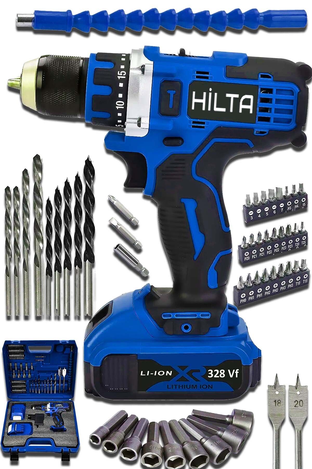 Alman 348 VF 25 Ah Çelik Şanzıman Mandren Bakır Sargılı Çift Akülü Şarjlı Vidalama Matkap 84 Parça