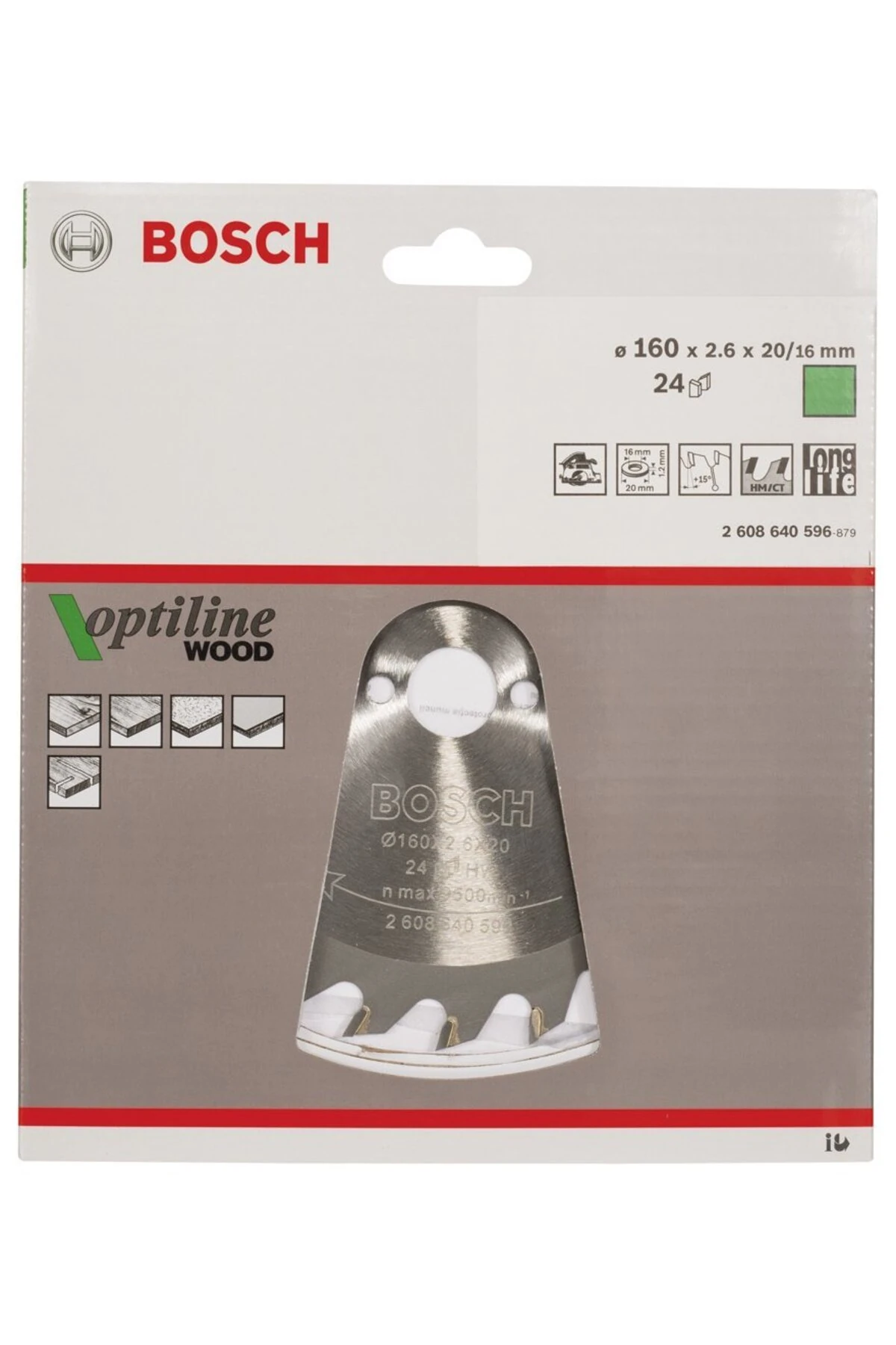 - Optiline Serisi Ahşap için Daire Testere Bıçağı 160*20/16 mm 24 Diş