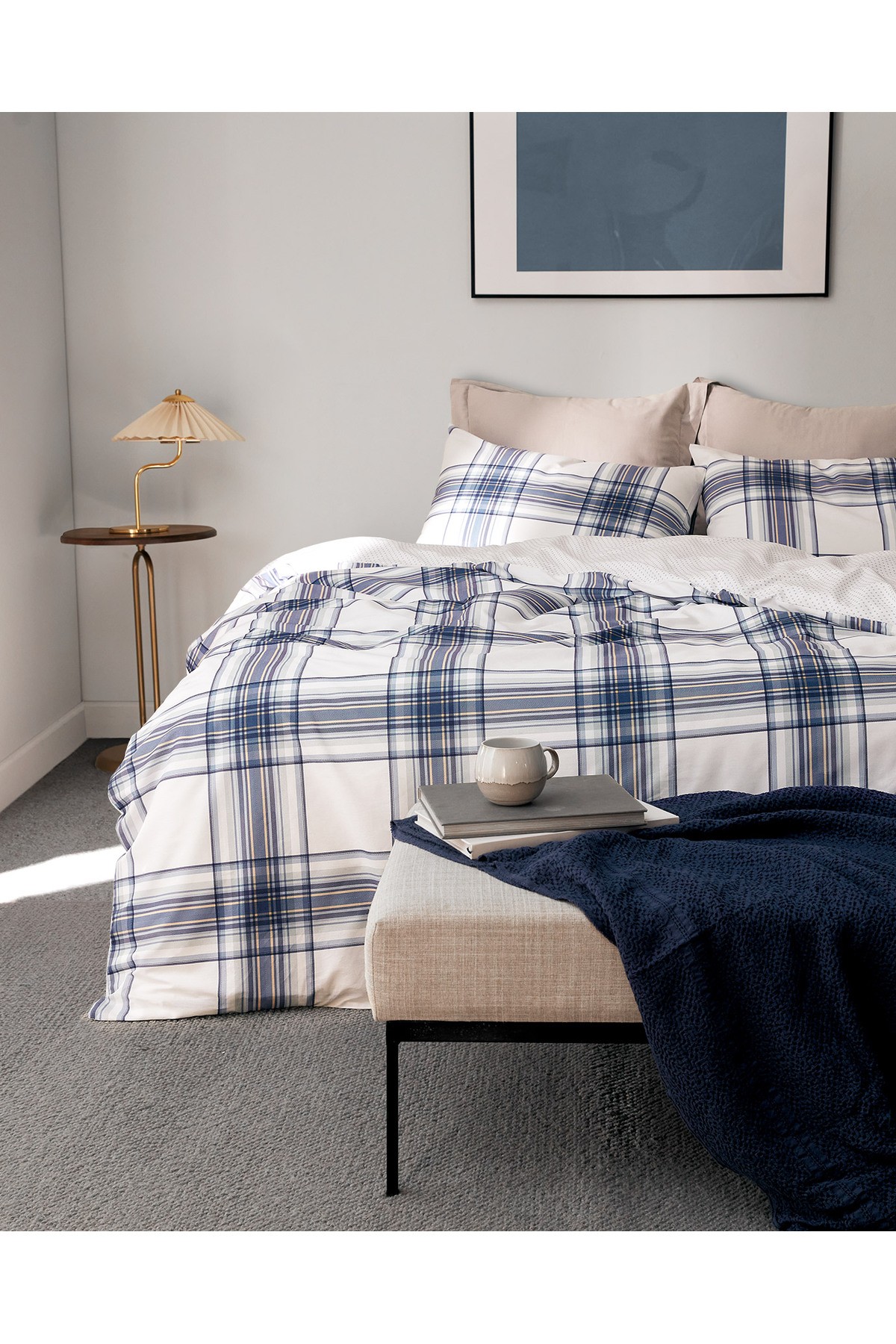 Lacene King Size %100 Pamuk Ranforce Baskılı Nevresim Takımı - Lacivert