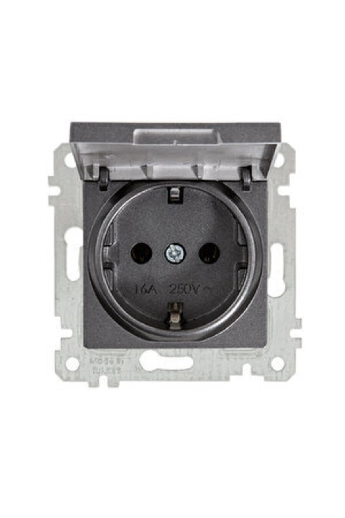 RİTA KAPAKLI TOPRAKLI PRİZ FÜME (ÇERÇEVE DAHİL)