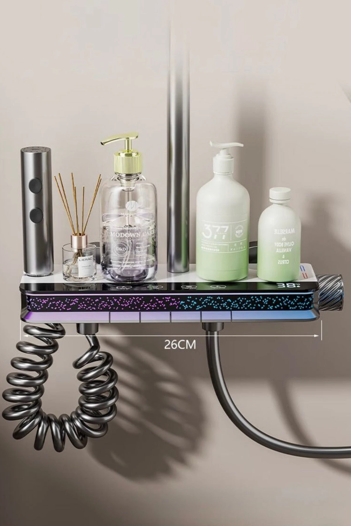 Star-Dijital Led Göstergeli Piyano Tuşlu Termostatik Banyo Batarya Duş Sistemi Tepe Robot Duş Seti