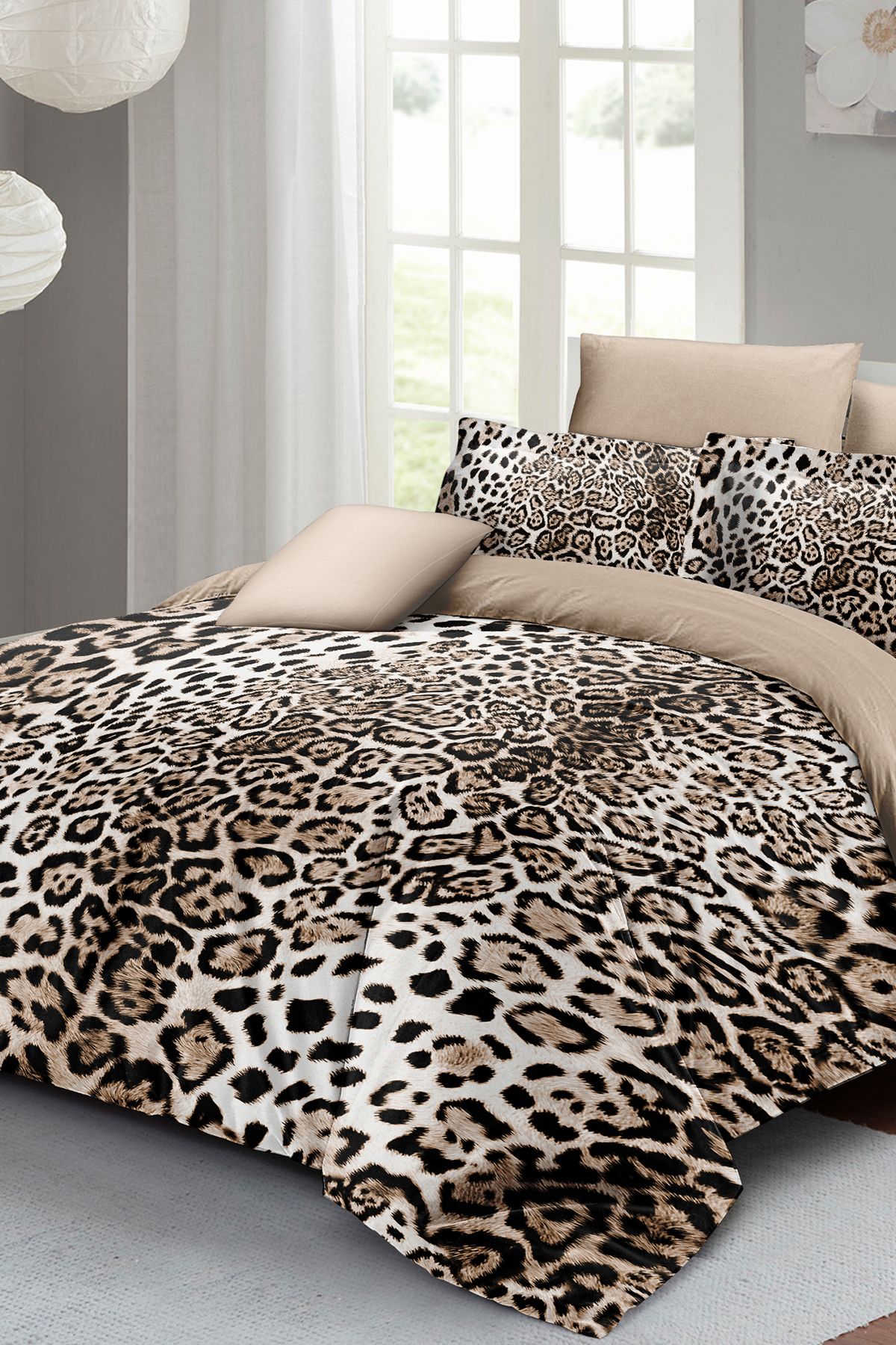 %100 Pamuk Classical Leopard Nevresim Takımı – 5D Dijital Baskı, Oeko-Tex Sertifikalı
