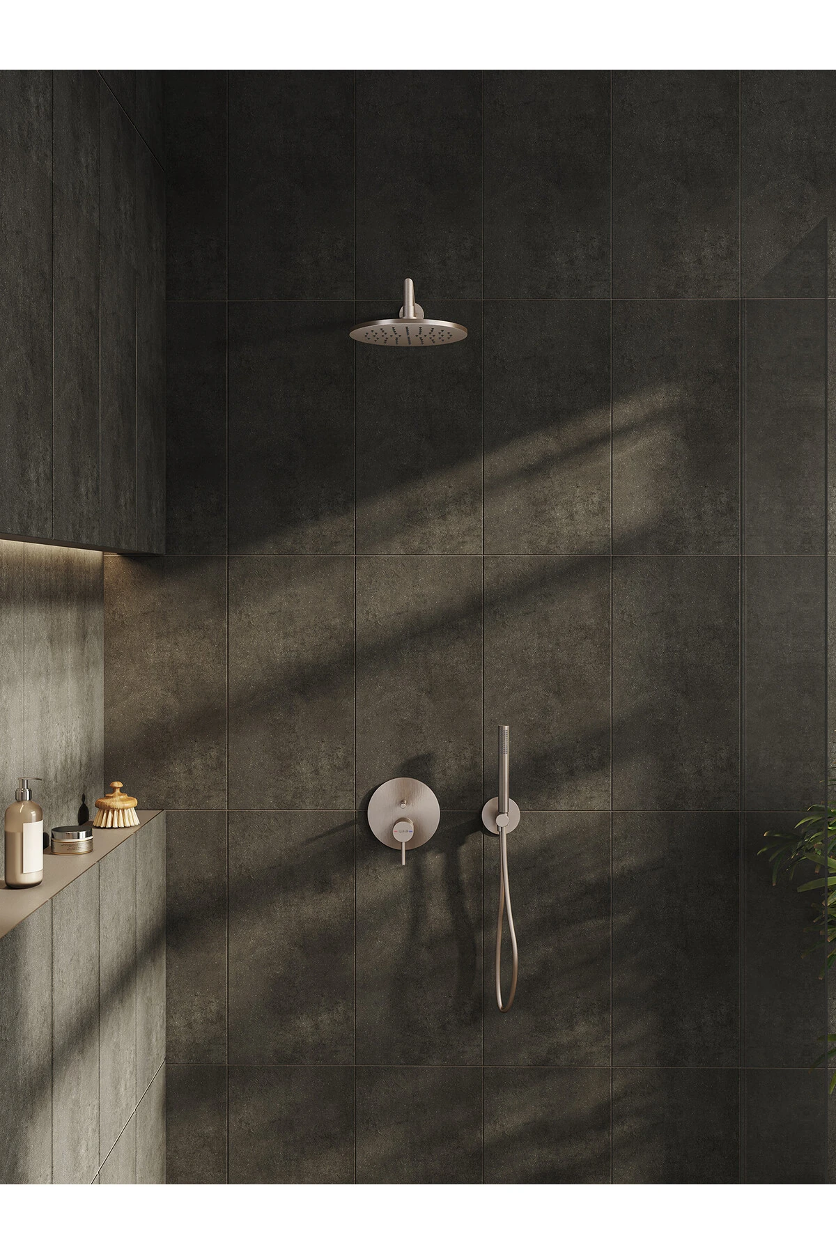 Origin A4262034 Ankastre Banyo Bataryası, Sıva Üstü, Fırçalı Nikel