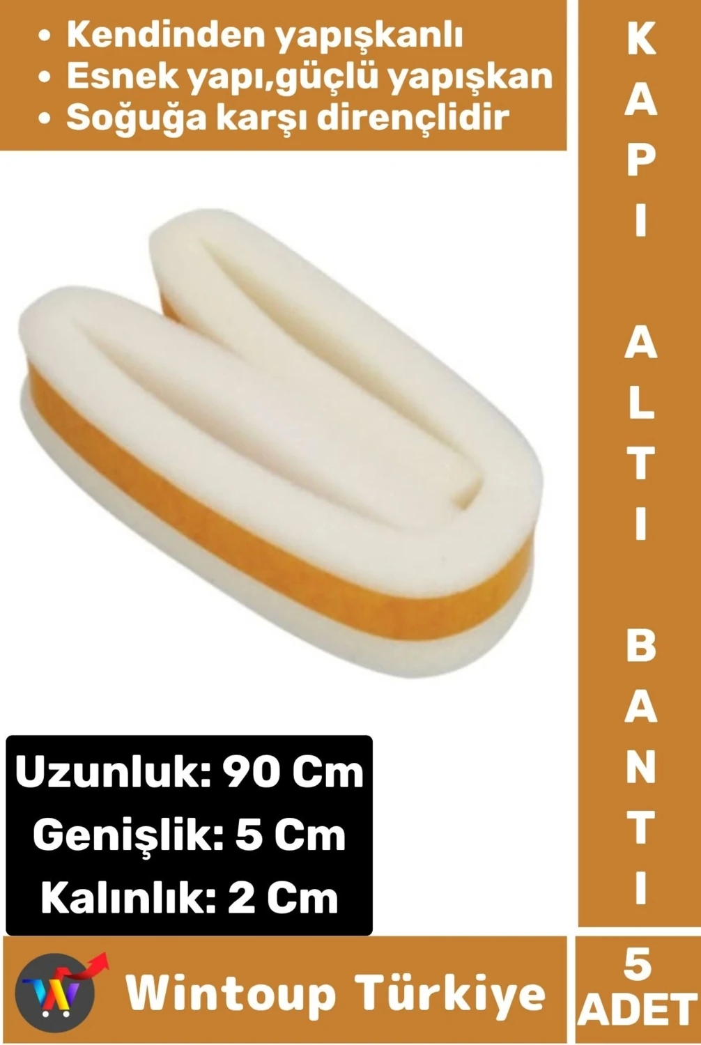 Yüksek Kaliteli Kendinden Yapışkanlı Kapı Altı Eşik Bantı Soğuk Koruyucu Isı Yalıtım Süngeri 5 Adet