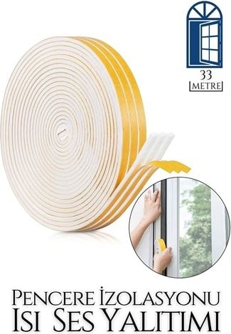 Pencere Ses Isı Yalıtım Sünger Bant 33 Metre
