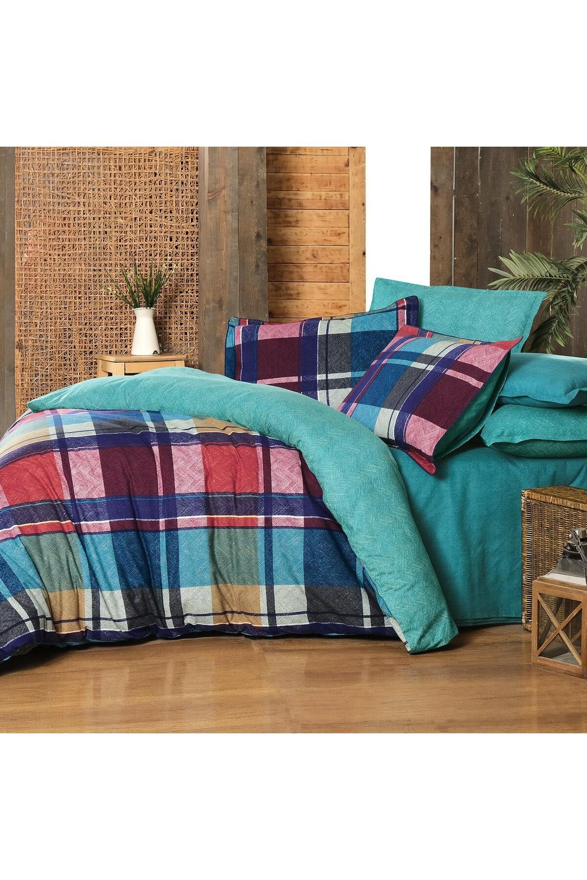 Markis Yeşil King Size (BATTAL BOY) %100 Pamuk Flanel (PAZEN) Nevresim Takımı