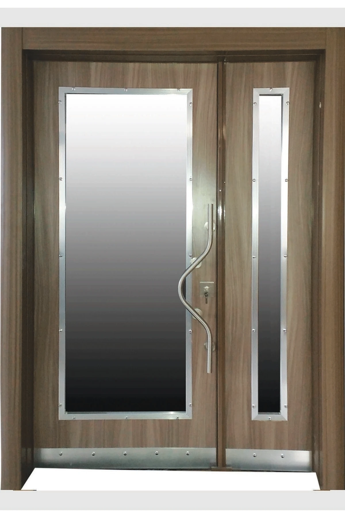 Çelik Kapı Fiyatları Eskitme Model Apartman Giriş Kapısı, Dış Mekan Çelik Kapı Sol Açılım