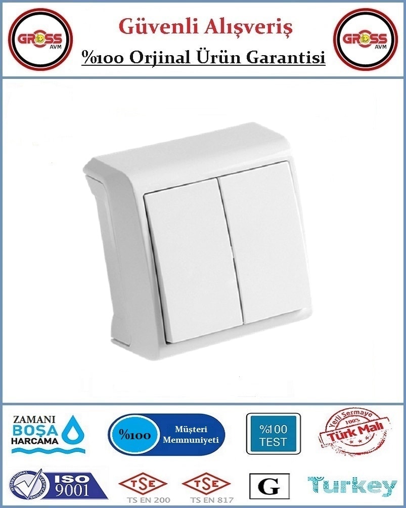 Vera Sıva Üstü Komitatör (Ikili Anahtar) - Beyaz - Orjinal Ürün