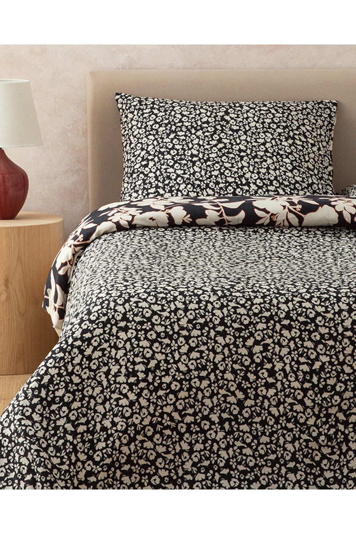Grandiflora Dijital Baskılı Soft Cotton Çift Kişilik Nevresim Seti Antrasit- Terracotta
