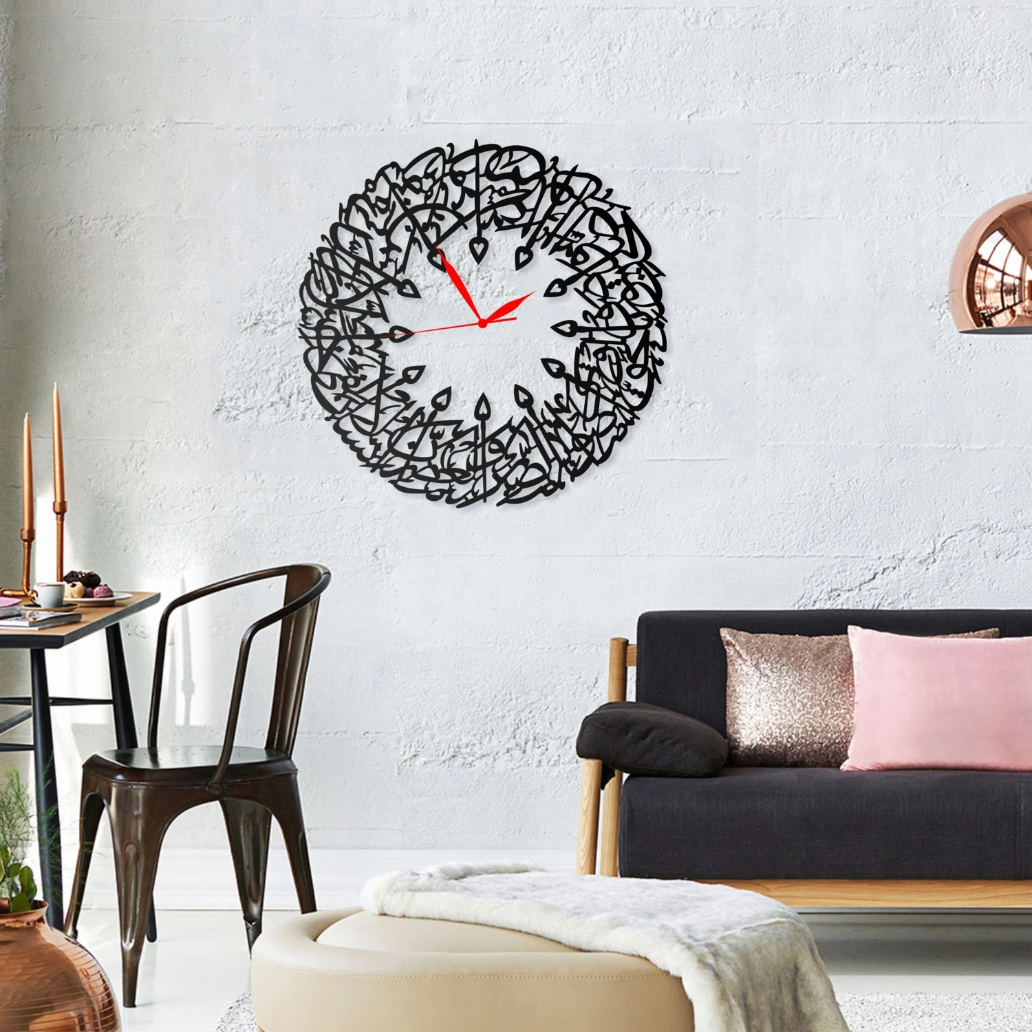 Duvar Saati Dini Islami Asr Suresi Tasarımlı Ev ve Ofis Için Dekoratif Metal Duvar Saati