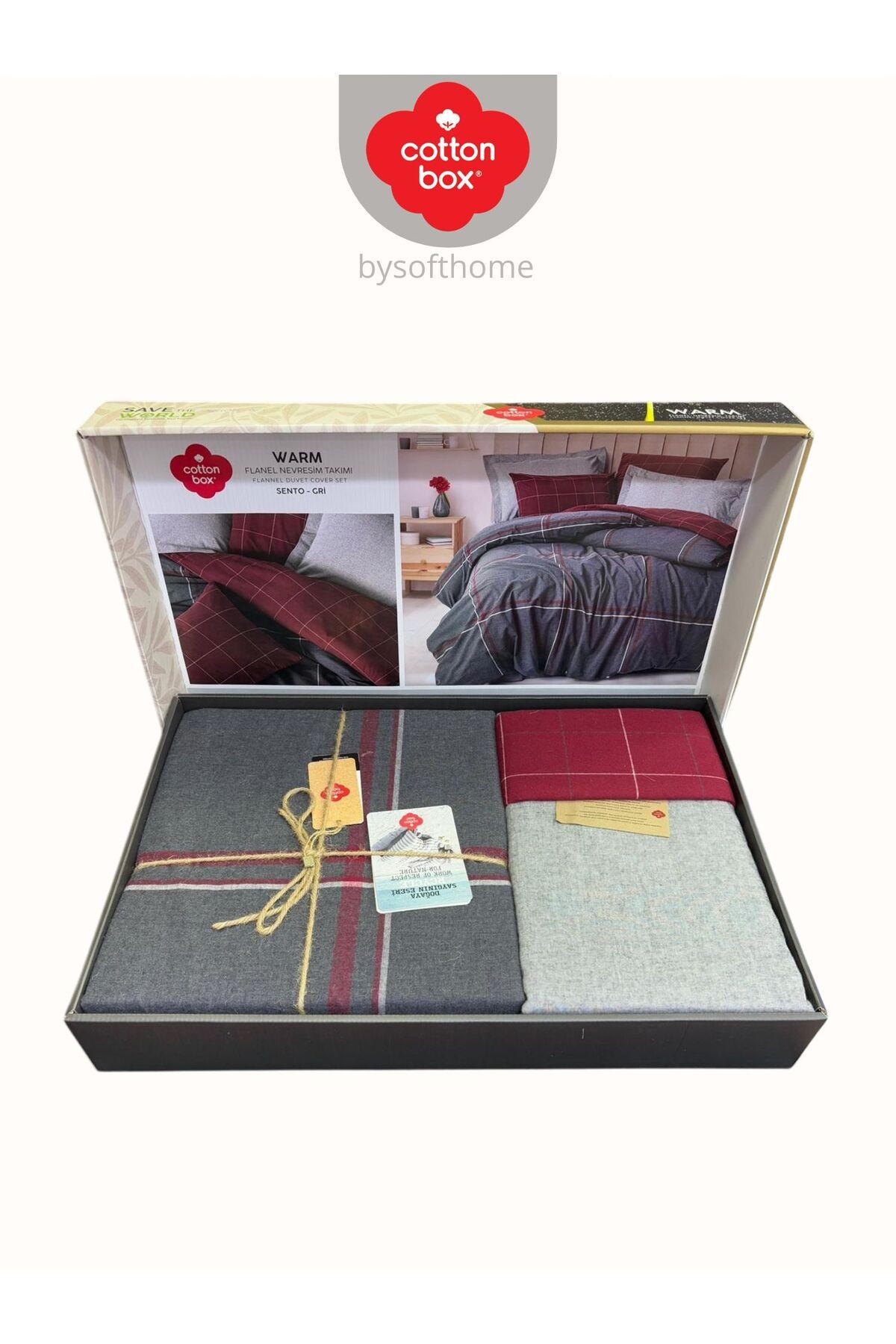 FLANEL WARM SENTO GRI Çift Kişilik Nevresim Takımı