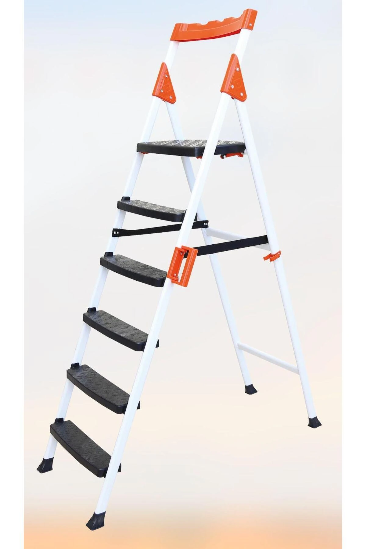 Dayanıklı Metal Merdiven 5+1 Beyaz Geniş Basamaklı Ev Ve Iş Merdiven