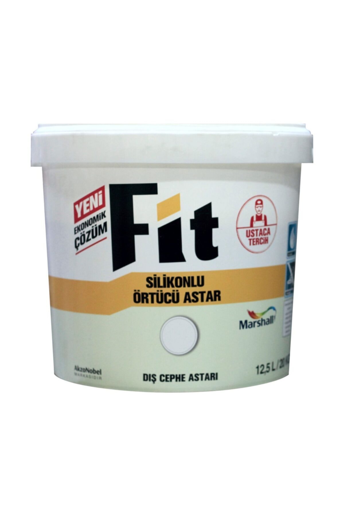 MARSHALL FİT SİLİKONLU ÖRTÜCÜ DIŞ CEPHE ASTARI 12.5LT=20KG-Boya Sarfiyatını Azaltır-Kolay Uygulanır